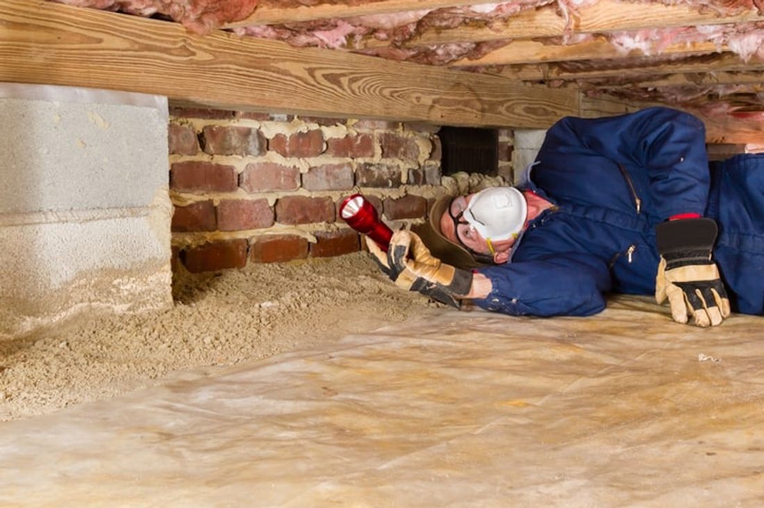 Man inspecting home for termites