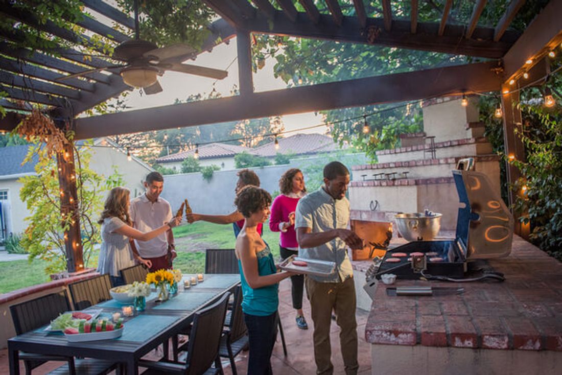 Barbecue party in the pergola